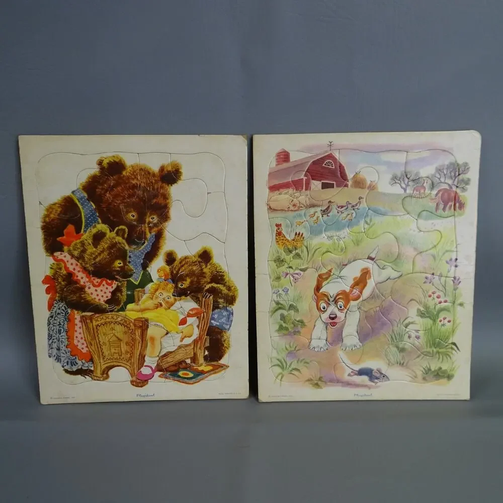 Vintage 1950's Playskool Golden Books Press Inc Puzzle Lot of 8 Original Box